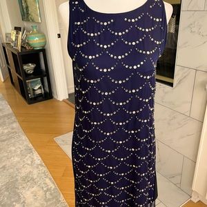 Diane Von Furstenberg navy beaded cocktail dress